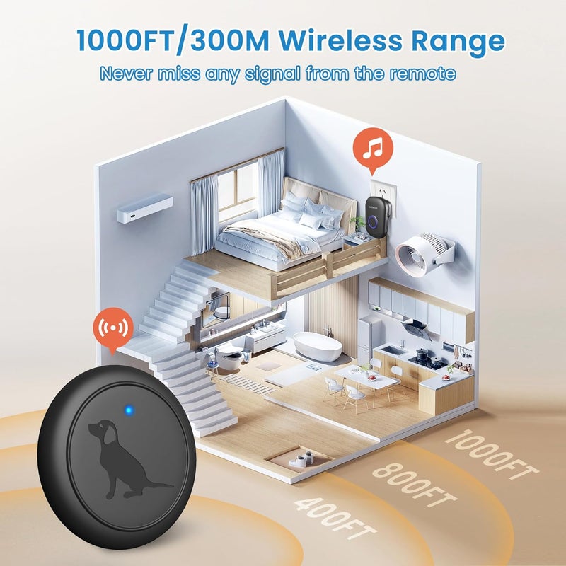 Hathever Store Wireless Dog Doorbell for Potty Training, Doggie Door Bell Operating at 1000 Feet with IP65 Waterproof Touch Button, 32 Melodies & 4 Notification Modes - Image 3